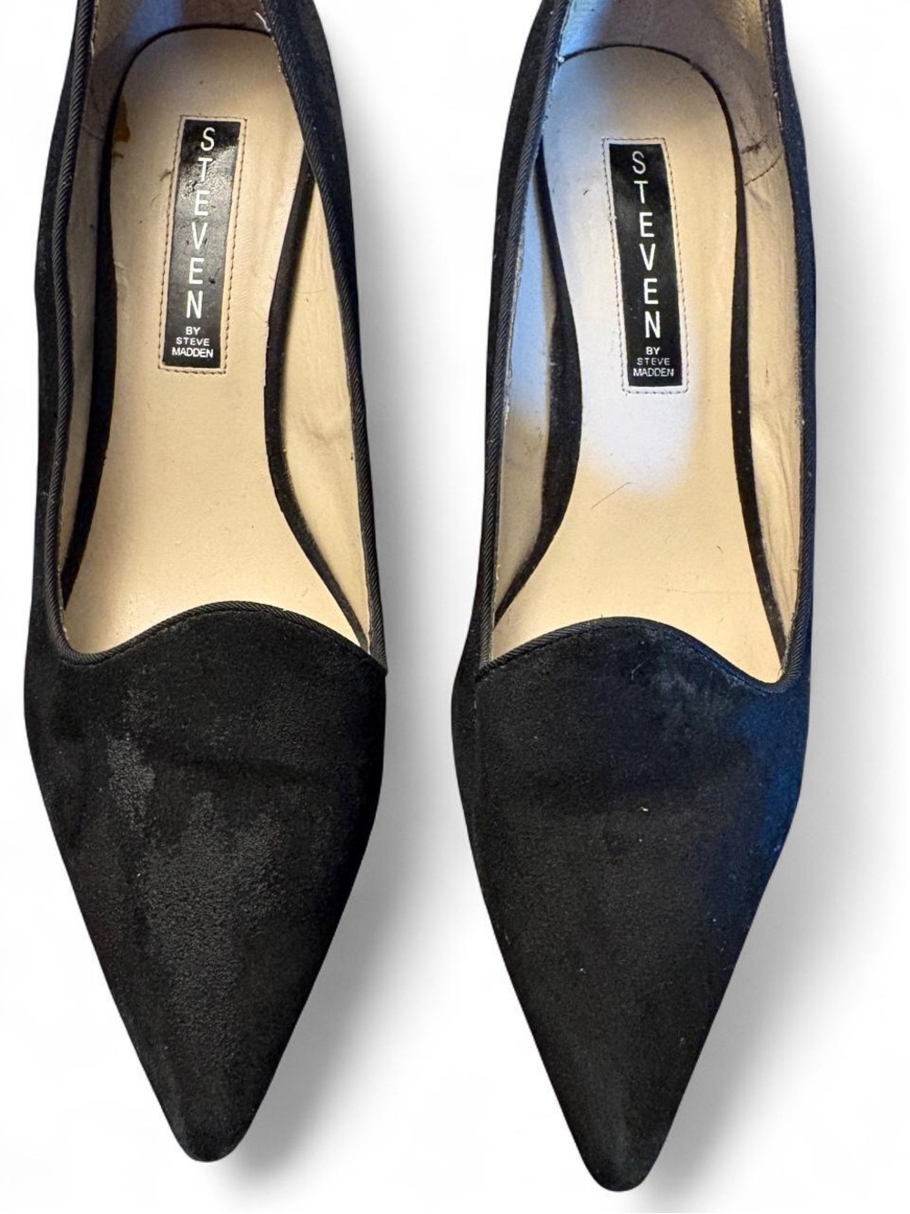 STEVEN by Steve Madden Black Pointed-Toe Suede Heels